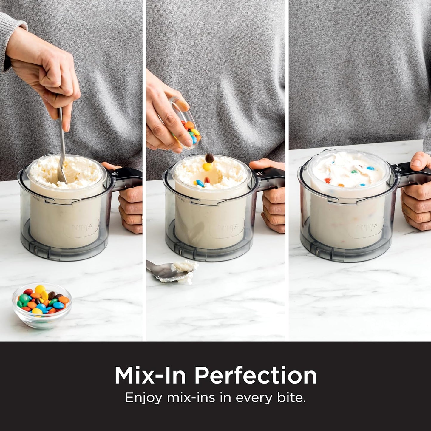 NC301 Creami Ice Cream Maker, for Gelato, Mix-Ins, Milkshakes, Sorbet, Smoothie Bowls & More, 7 One-Touch Programs, with (2) Pint Containers & Lids, Compact Size, Perfect for Kids, Silver