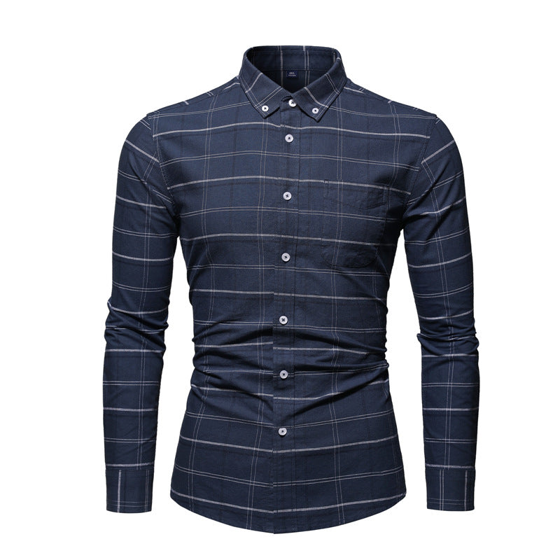 Fashionable Men's Simple Oxford Plaid Casual Shirt