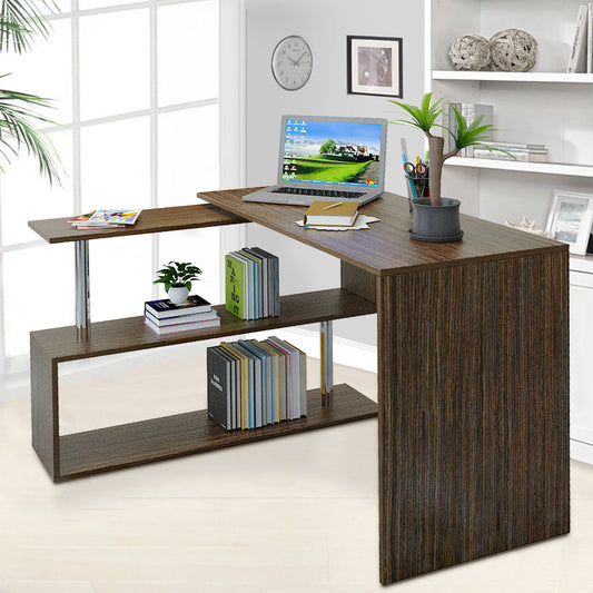 Home Spiral L-shaped Learning Computer Desk 170x74x50 cm Brown
