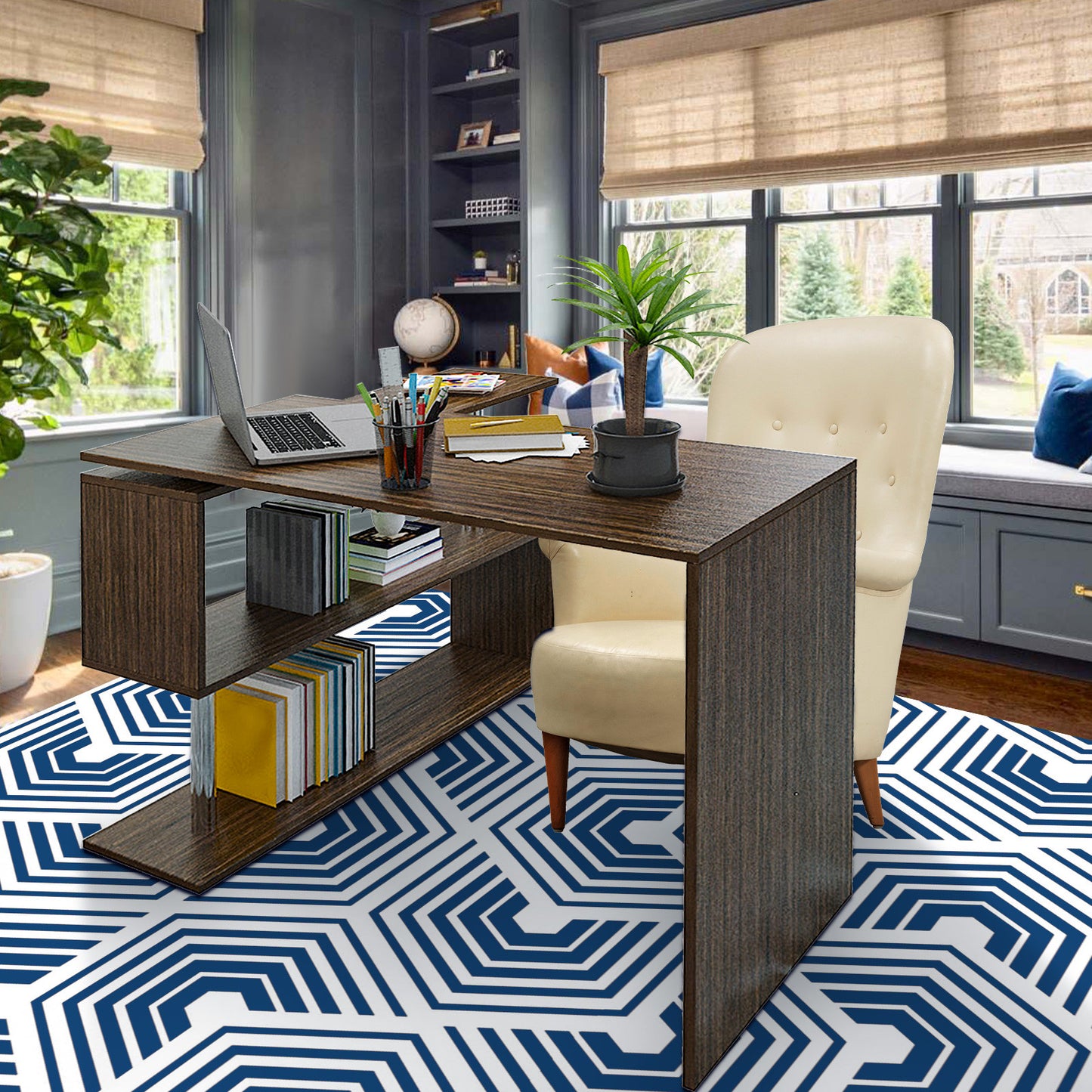 Home Spiral L-shaped Learning Computer Desk 170x74x50 cm Brown