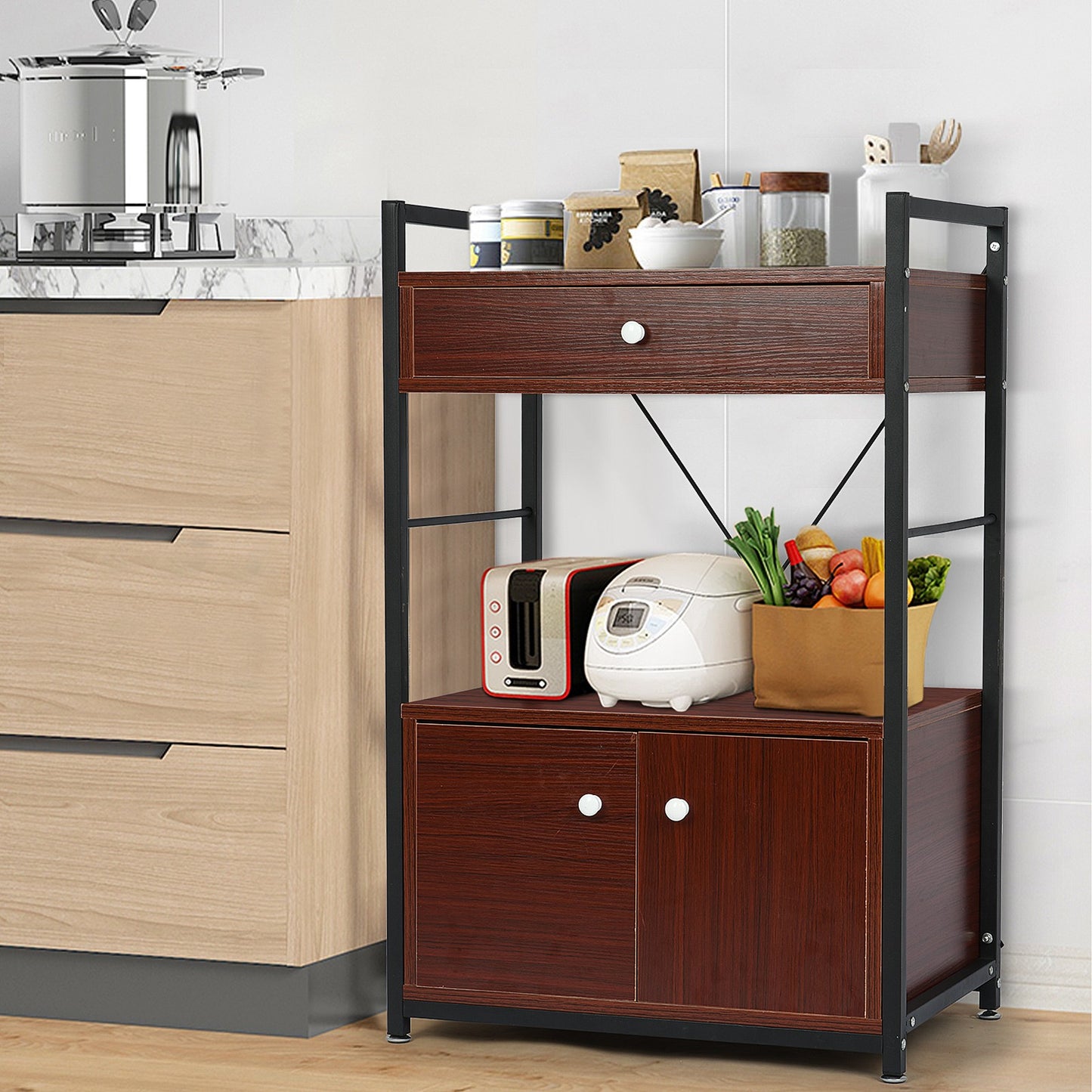 Kitchen Baker's Rack Storage Cabinet Microwave Oven Stand Kitchen Storage Shelf