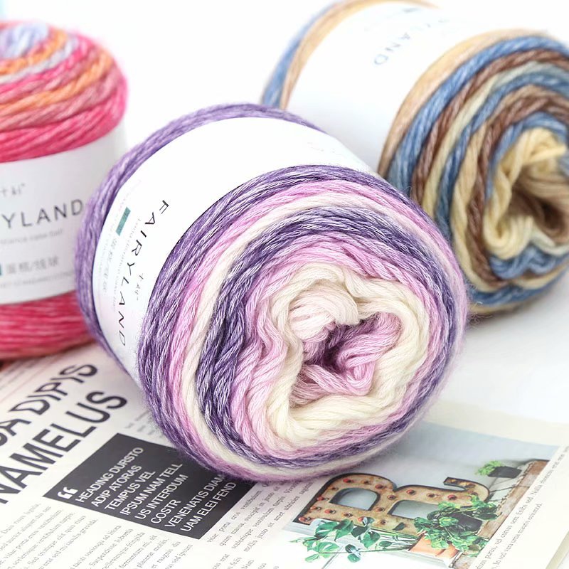 Gradient Cotton Thread Rainbow Hand Woven