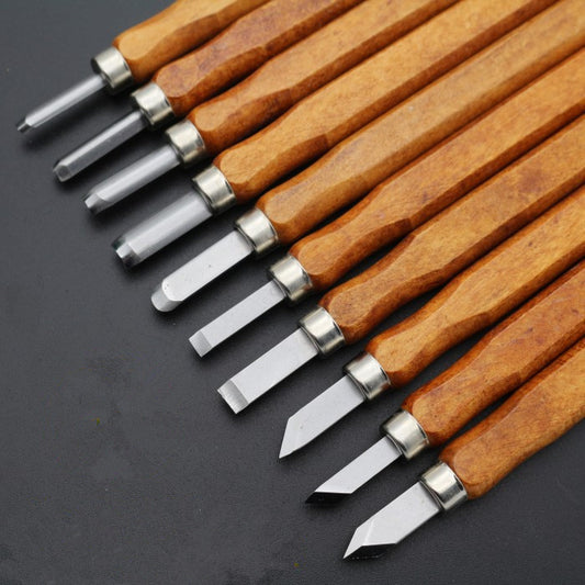 Mahogany 6 Sticks Carving Knife Handmade Woodcut Knife Eraser Engraving Set Woodcarving Tool