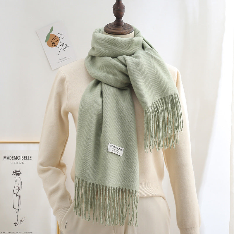 Winter Thick Warm Long Cashmere Style Solid Color Shawl