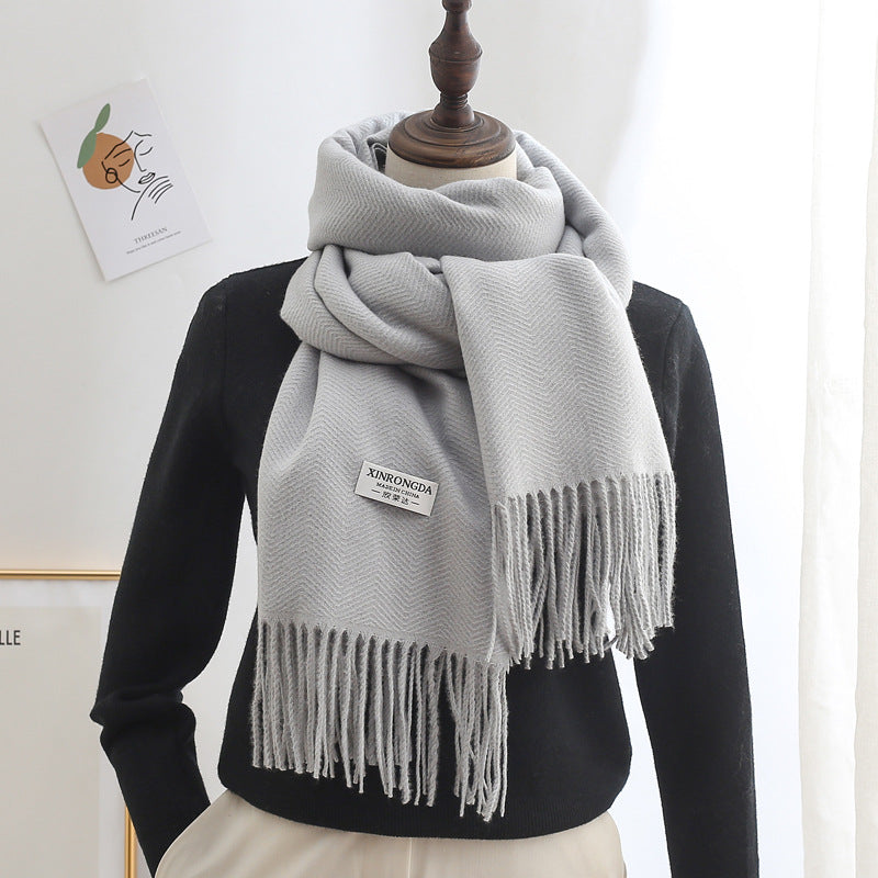 Winter Thick Warm Long Cashmere Style Solid Color Shawl