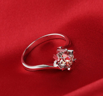 925 sterling silver ring high-grade platinum snowflake carat simulation diamond ring Japan and South Korea couple engagement wedding accessories