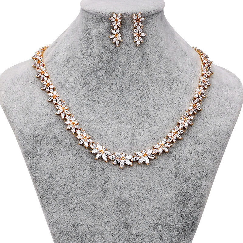 New European and American bridal zircon necklace