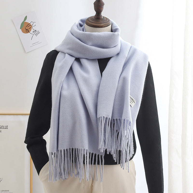 Winter Thick Warm Long Cashmere Style Solid Color Shawl