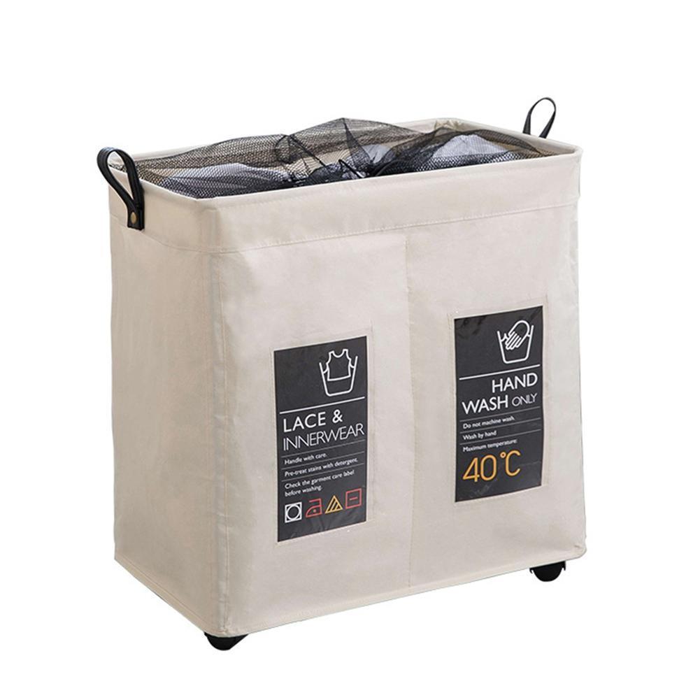 Rolling WheelLaundry Hamper Large 2 Section Collapsible Rolling Corner Laundry Basket On Wheels Slim Laundry Waterproof