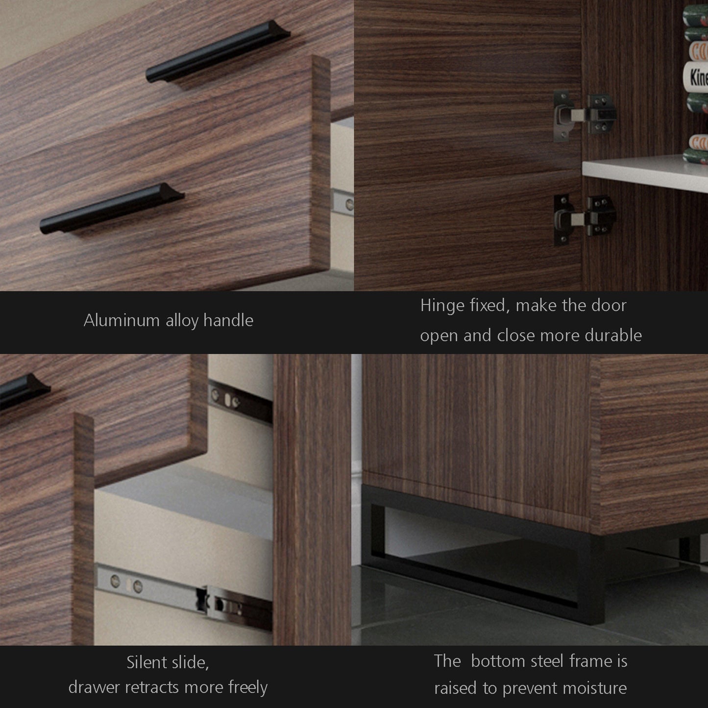 4-layer Retro Wooden File Cabinet For Office, Study, Bedroom Storage Cabinets