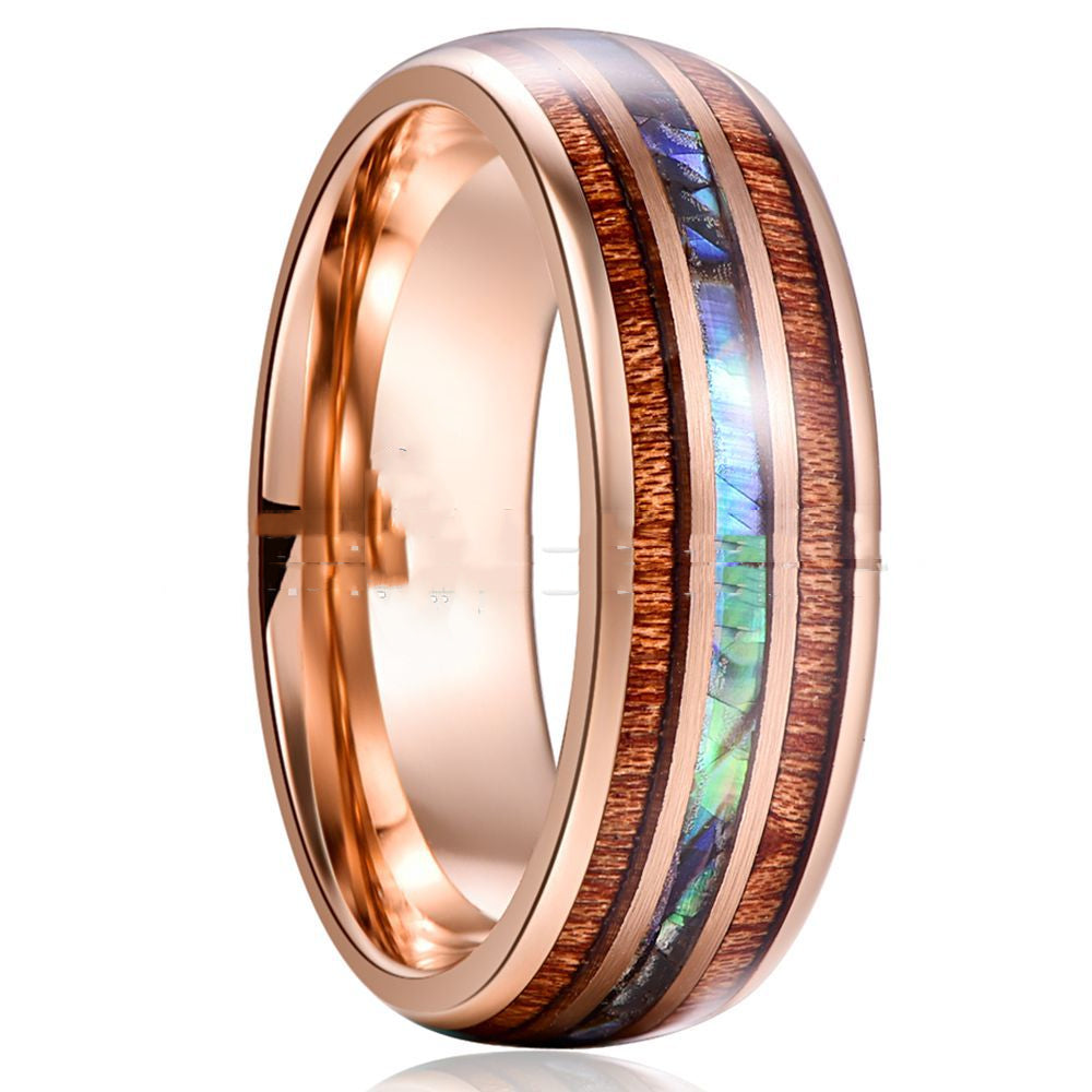Fashion Creative Black Narrow Wood Grain Stainless Steel Ring