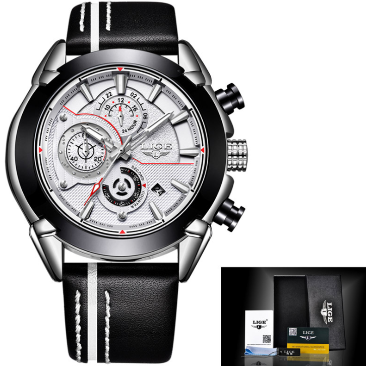 Casual fashion trend business waterproof belt watch men's multi-function luminous watch