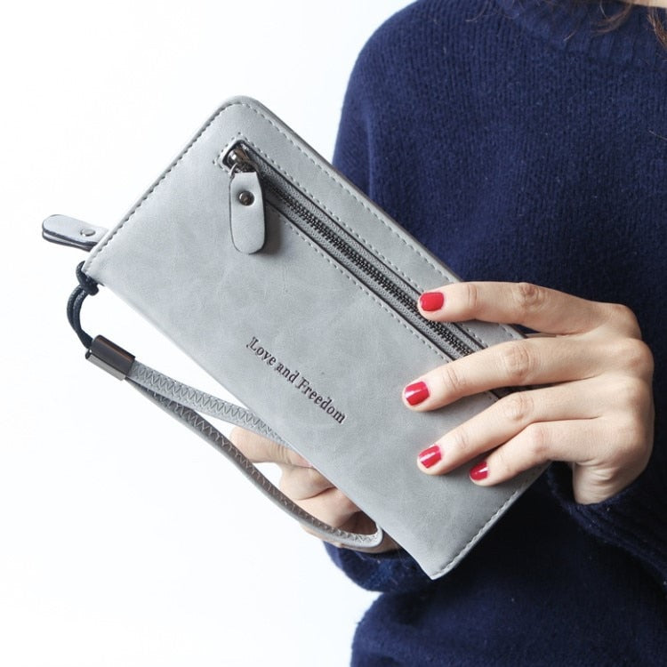 PU leather letter women Purse Long wallet