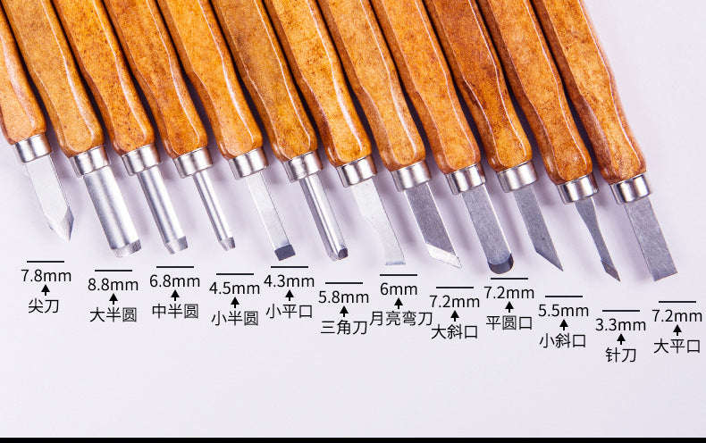 Mahogany 6 Sticks Carving Knife Handmade Woodcut Knife Eraser Engraving Set Woodcarving Tool