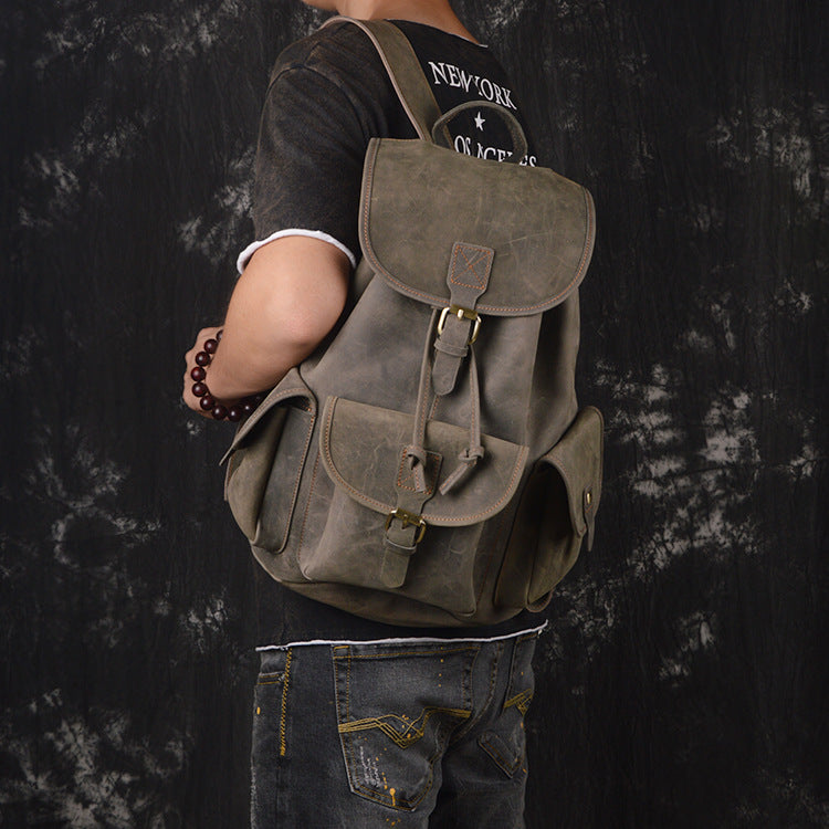 Backpack Crazy Horse Leather Outdoor Travel Men's Backpack