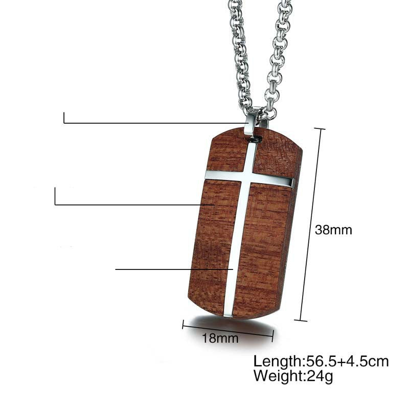 Stainless Steel Rosewood Cross Keychain