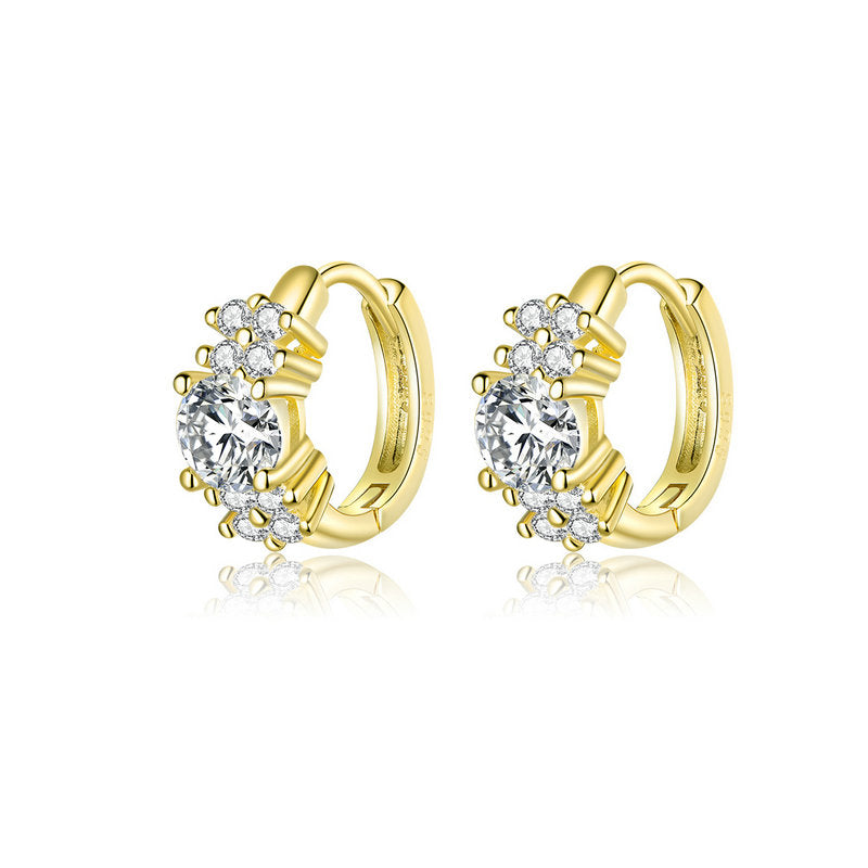 Fashion Three-Color Sterling Silver Zircon Earrings
