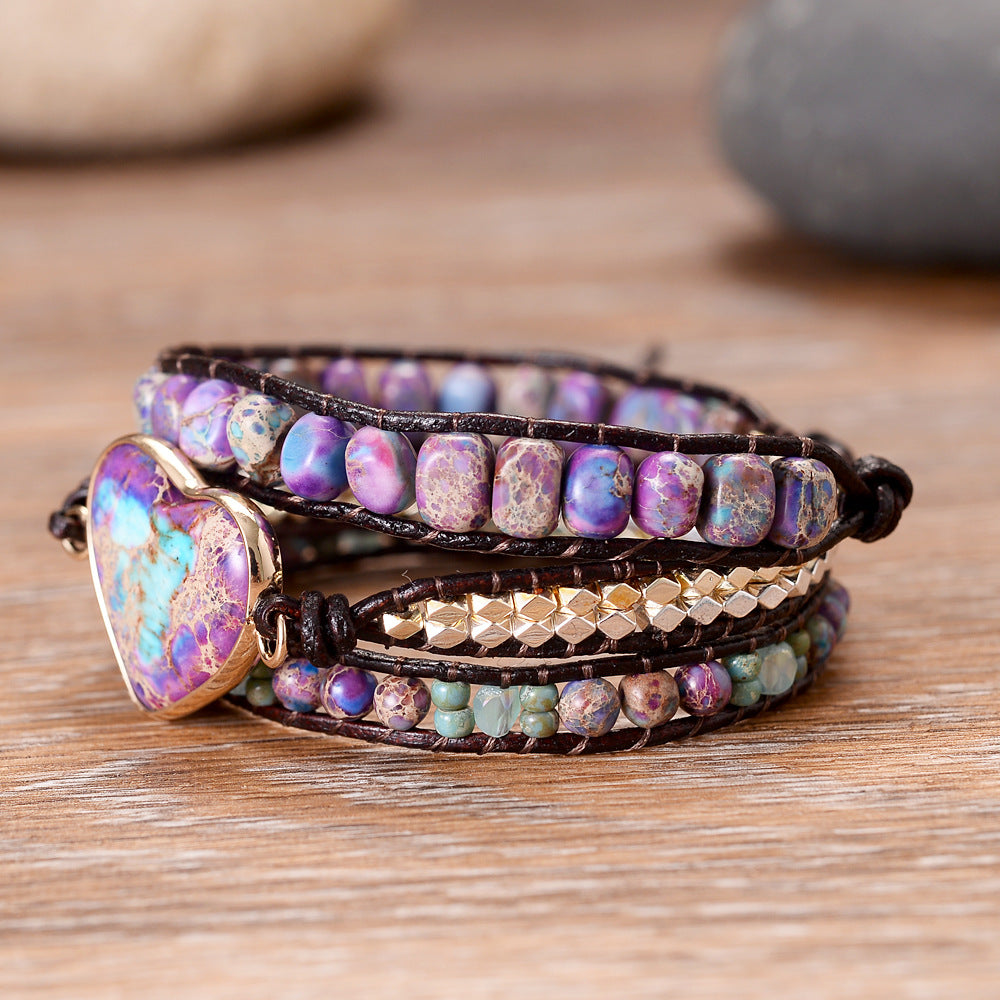 Bohemian Hand-Woven Ladies Bracelet, Leather Cord Multi-Layer Winding Bracelet