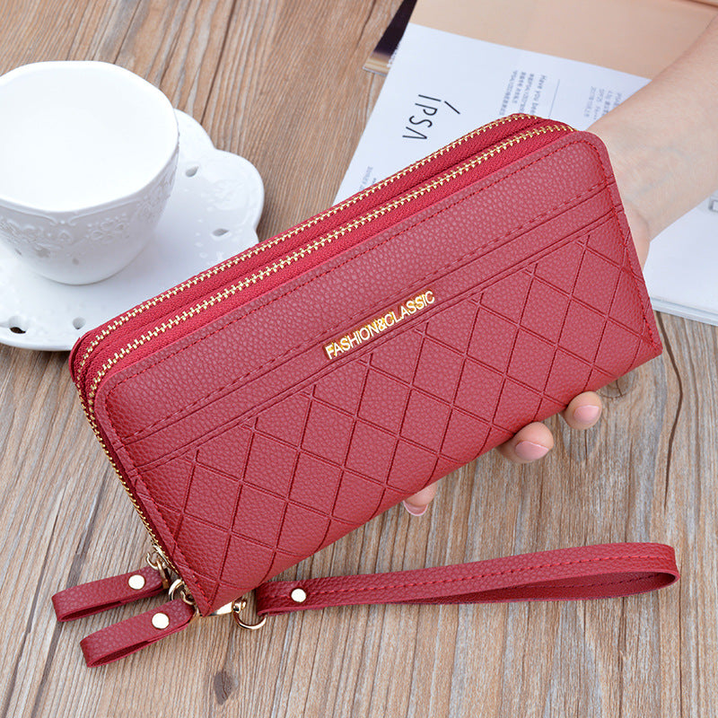 Double zipper hand purse ladies wallet