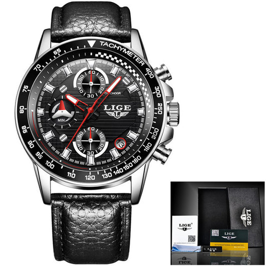 LIGE Lige Explosive Men's Business Watch Sports Calendar Leisure Waterproof Quartz Multi-function Watch Watch