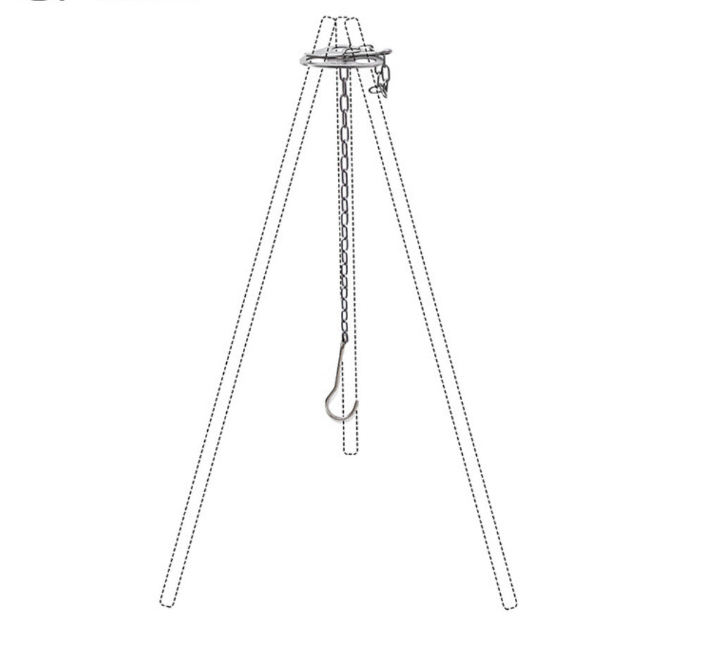 Compatible with Apple, Cross-border Portable Outdoor Barbecue Camping Stainless Steel Hanger Camping Tripod Hanging Pot Rack Barbecue Branch Ring