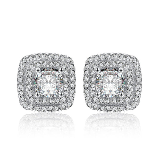 Square Full Diamond Zircon Earrings