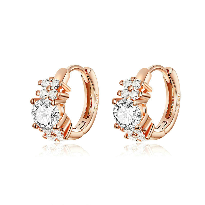 Fashion Three-Color Sterling Silver Zircon Earrings