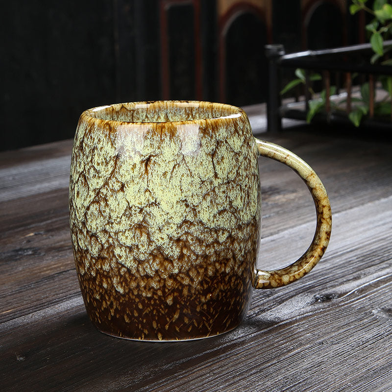 Creative Personality Mug Large-Capacity Simple Ceramic Mug For Men And Women Couples Japanese Coffee Cup Kiln Change Drinking Cup
