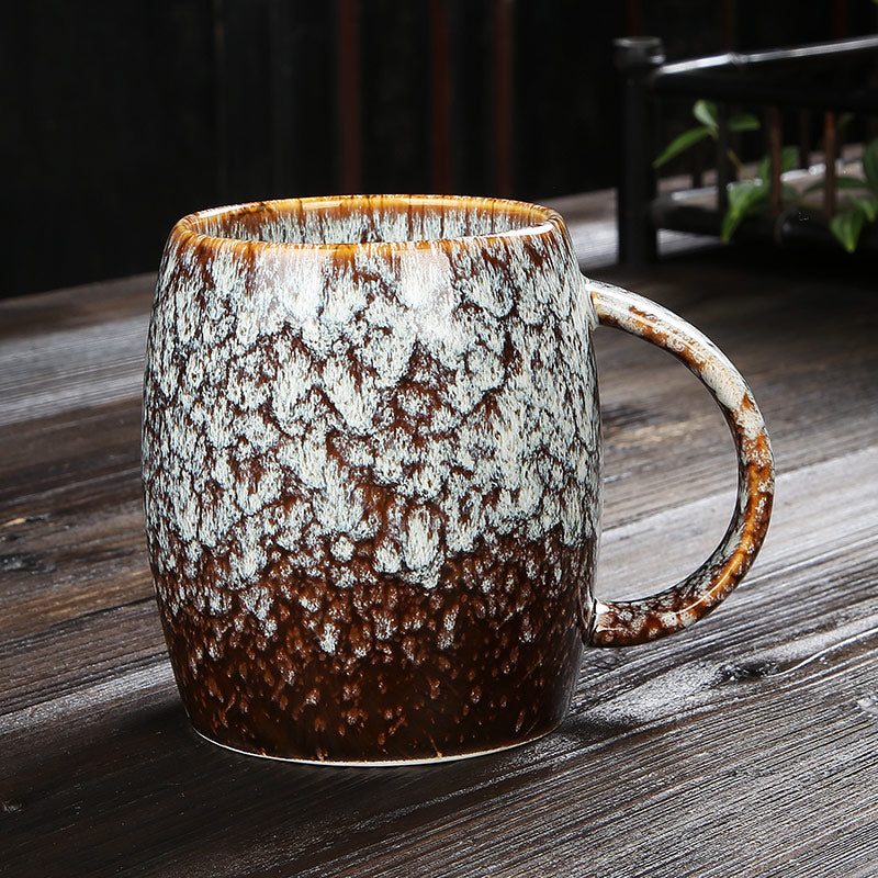 Creative Personality Mug Large-Capacity Simple Ceramic Mug For Men And Women Couples Japanese Coffee Cup Kiln Change Drinking Cup