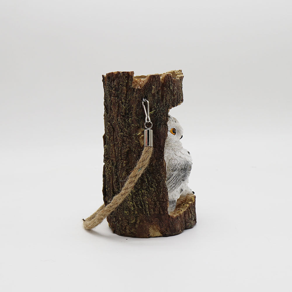 Resin Solar Stump Owl Lawn Night Light