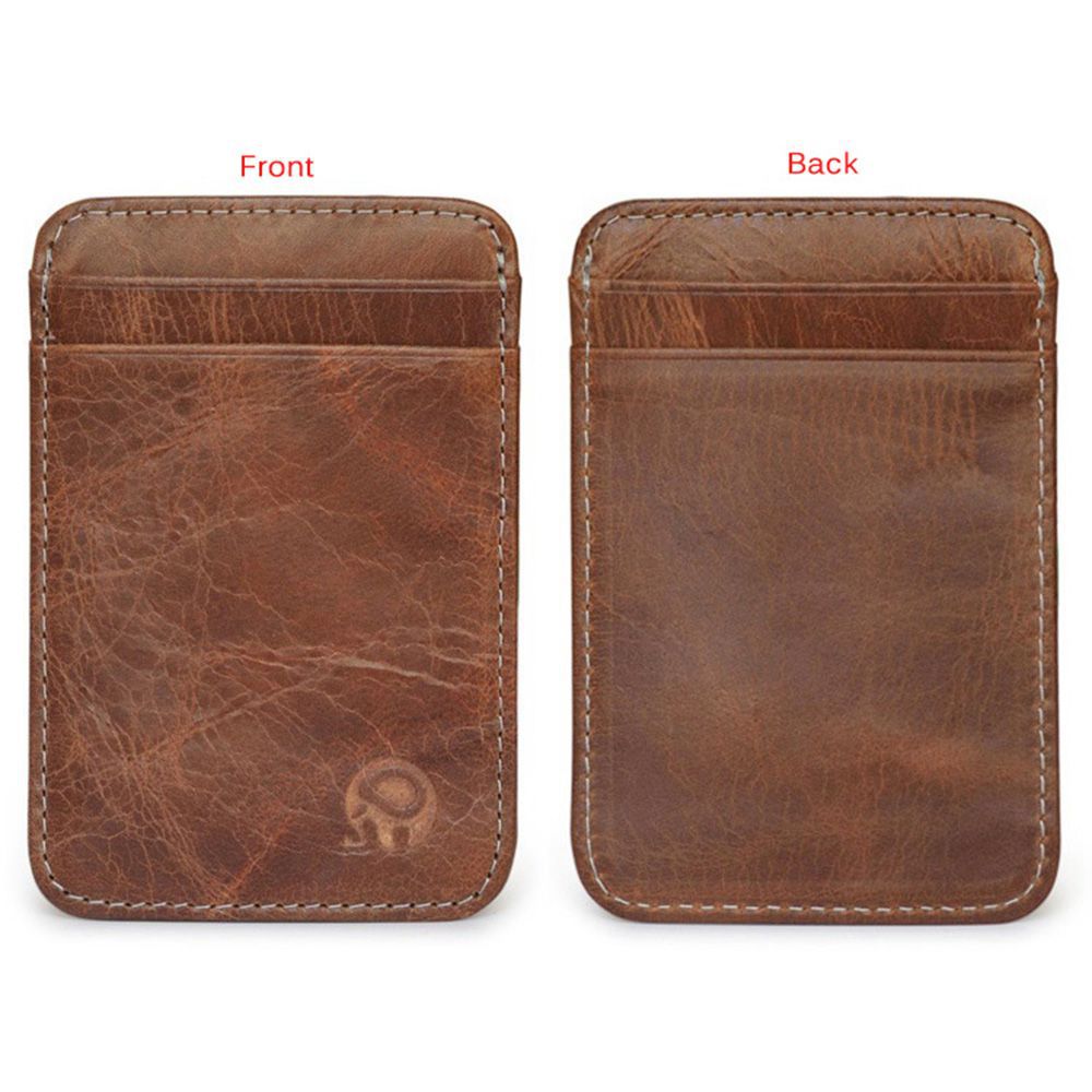 Genuine Leather Men Wallet Brown Coin Purse Small Mini Card