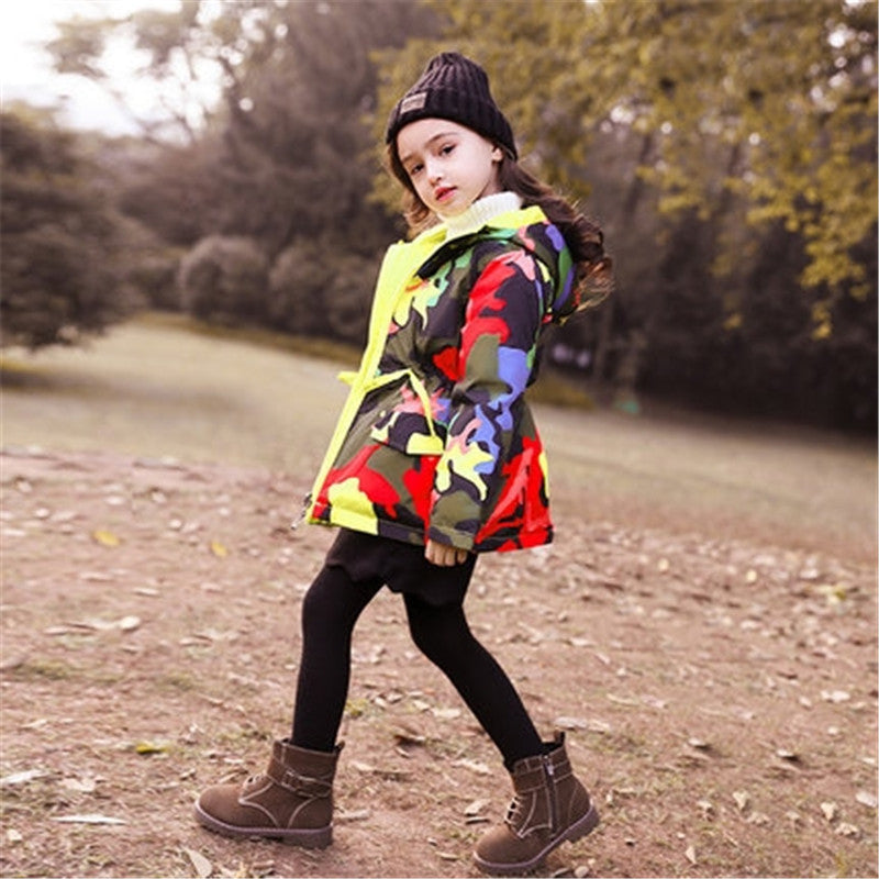 Hooded Jackets Kids Long Windbreaker Rain Coats For Girl