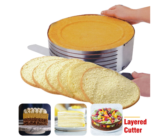 6 Layers Adjustable Cake Cutter Slicer Stainless Steel Round Bread Cake Cutter Slicer Mousse Ring Mould Cake Decorating Tools