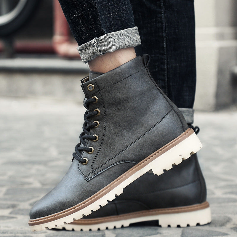 Men's leather boots British Martin boots