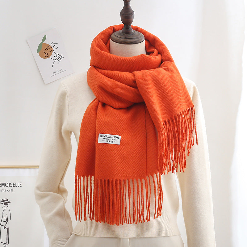 Winter Thick Warm Long Cashmere Style Solid Color Shawl