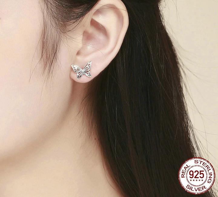 Europe and the United States 925 sterling silver female earrings hypoallergenic butterfly dream simple personality fashion earrings