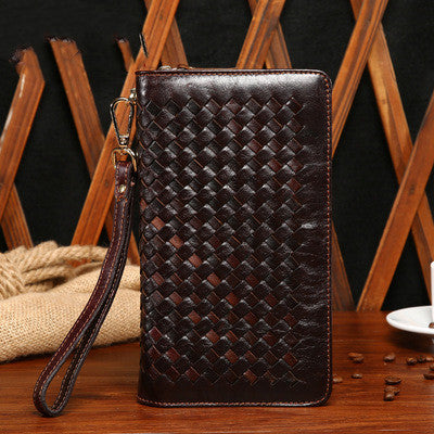 Knit long purse with double zipper