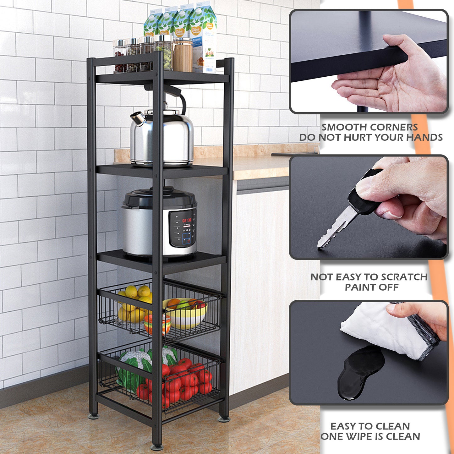 Kitchen Supplies Oven Storage Rack Living Room Basket Floor Shelf