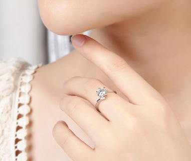 925 sterling silver ring high-grade platinum snowflake carat simulation diamond ring Japan and South Korea couple engagement wedding accessories