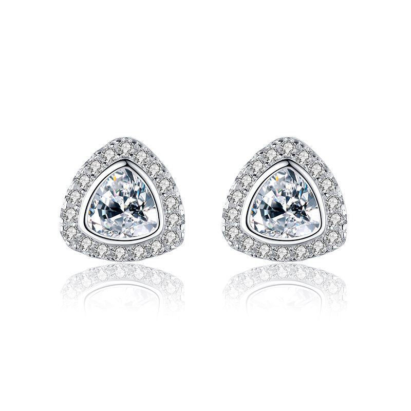 S925 Sterling Silver Triangle Simulation Drill Stud Earrings
