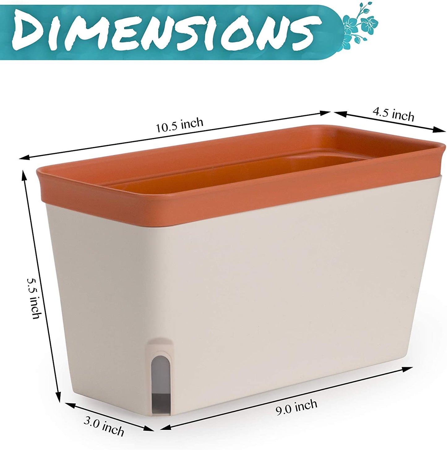 Window Herb Planter Box Rectangular Self Watering Indoor Garden For Kitchens Grow Plants
