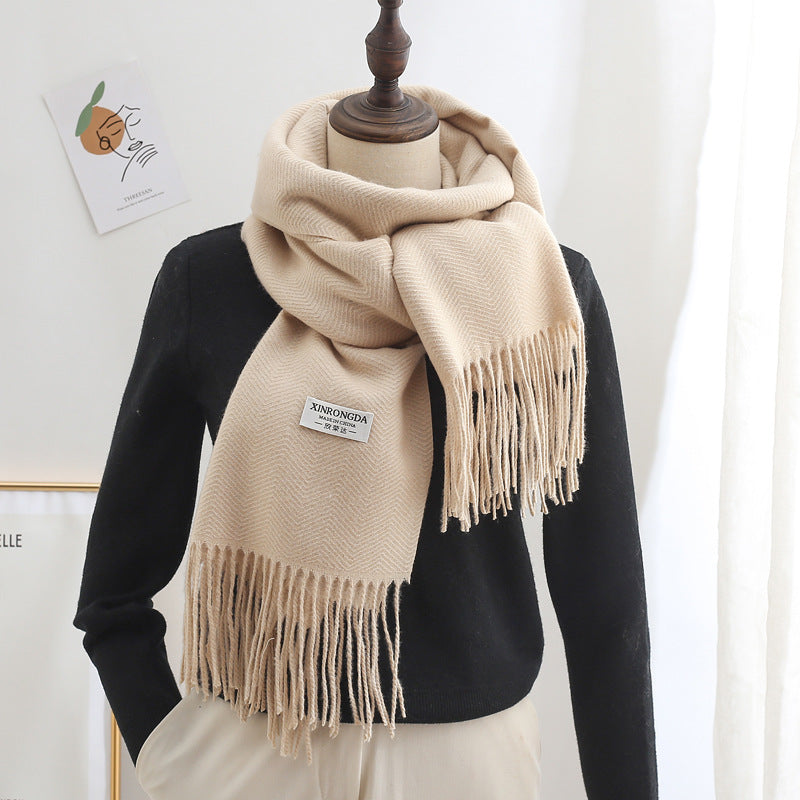 Winter Thick Warm Long Cashmere Style Solid Color Shawl