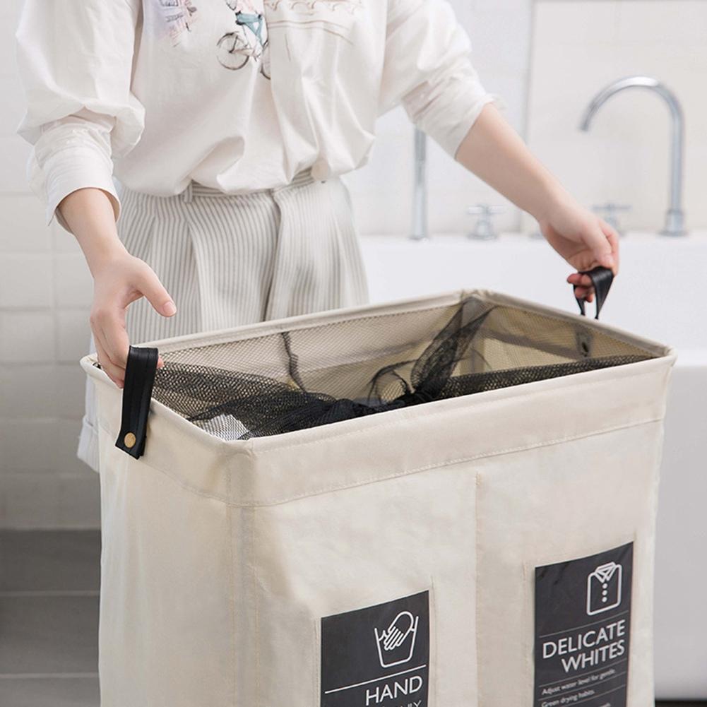 Rolling WheelLaundry Hamper Large 2 Section Collapsible Rolling Corner Laundry Basket On Wheels Slim Laundry Waterproof
