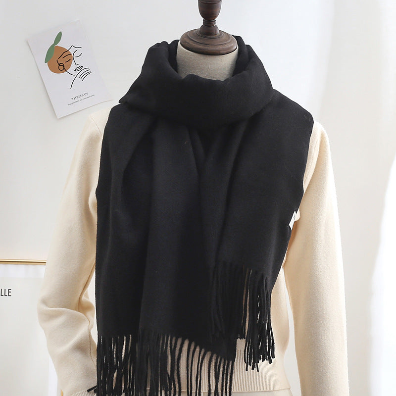 Winter Thick Warm Long Cashmere Style Solid Color Shawl