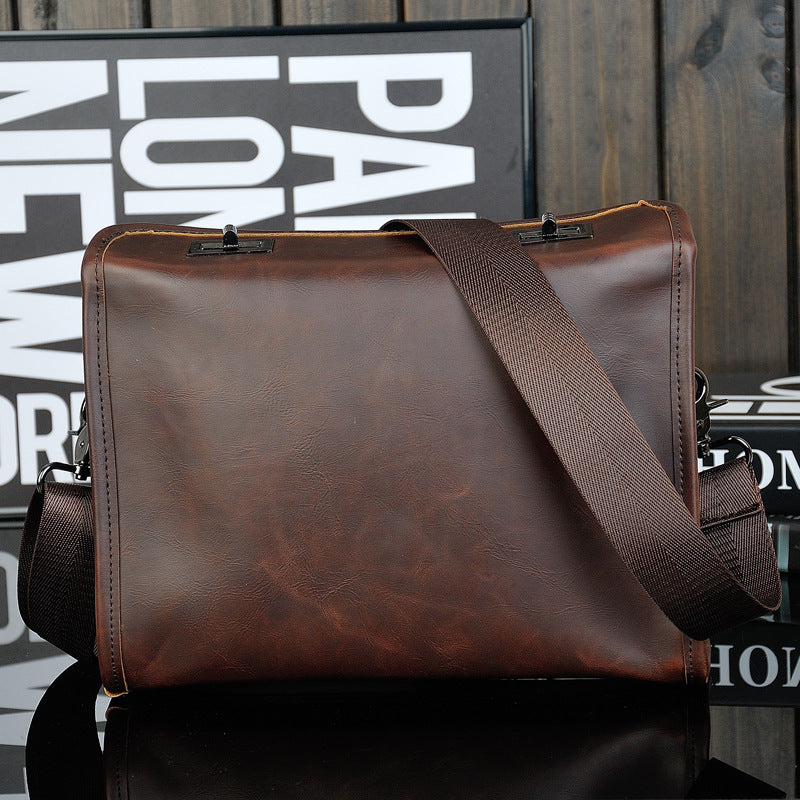 The original Crazy Horse male bag Mens retro single shoulder bag double twist lock bag design trends