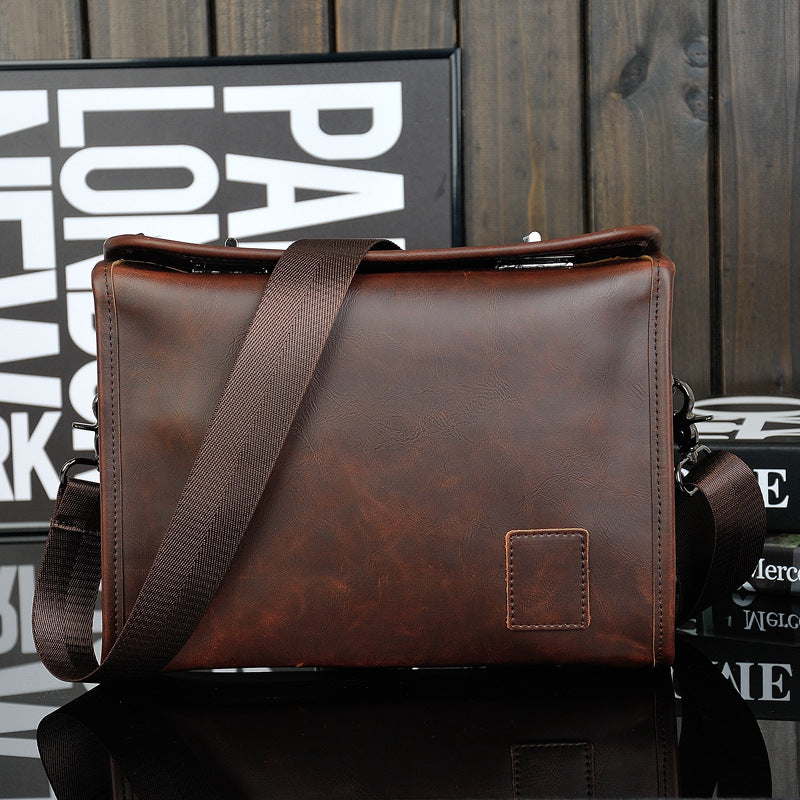 The original Crazy Horse male bag Mens retro single shoulder bag double twist lock bag design trends