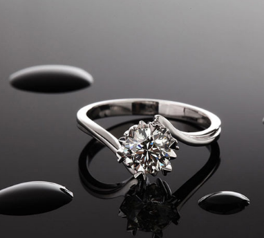 925 sterling silver ring high-grade platinum snowflake carat simulation diamond ring Japan and South Korea couple engagement wedding accessories