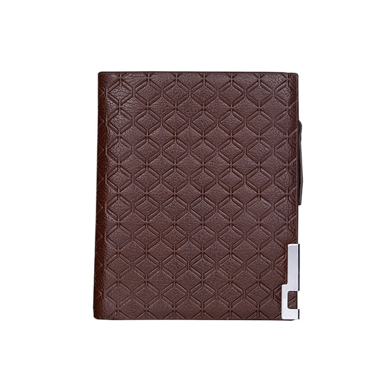 Men's Short Checked Horizontal Coin Purse