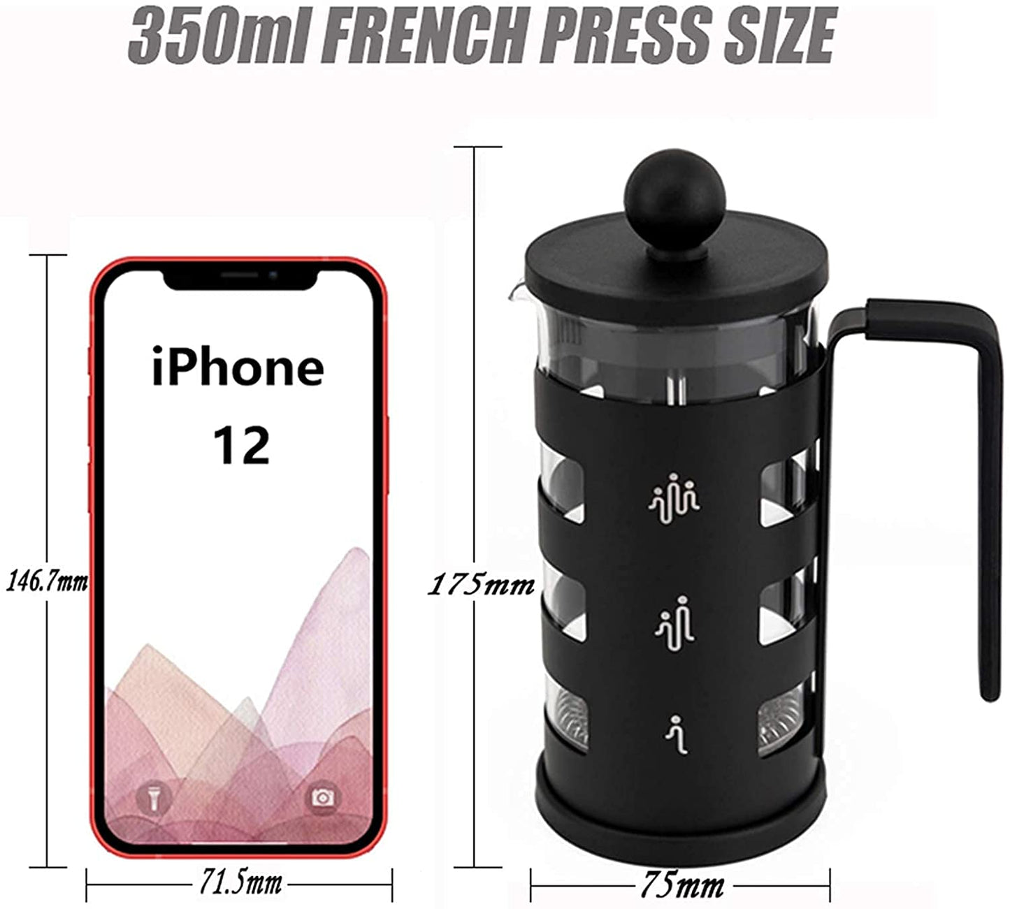 Stainless Steel Cafetiere 8 Cup, RAINBEAN French Press Coffee Maker Easy Cleaning Cafeteria, Double Walled Heat Resistant Borosilicate Glass Coffee Caffettiera, 1000ml /34 oz, Black, Amazon Banned