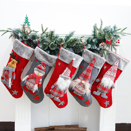Faceless old man big Christmas stocking